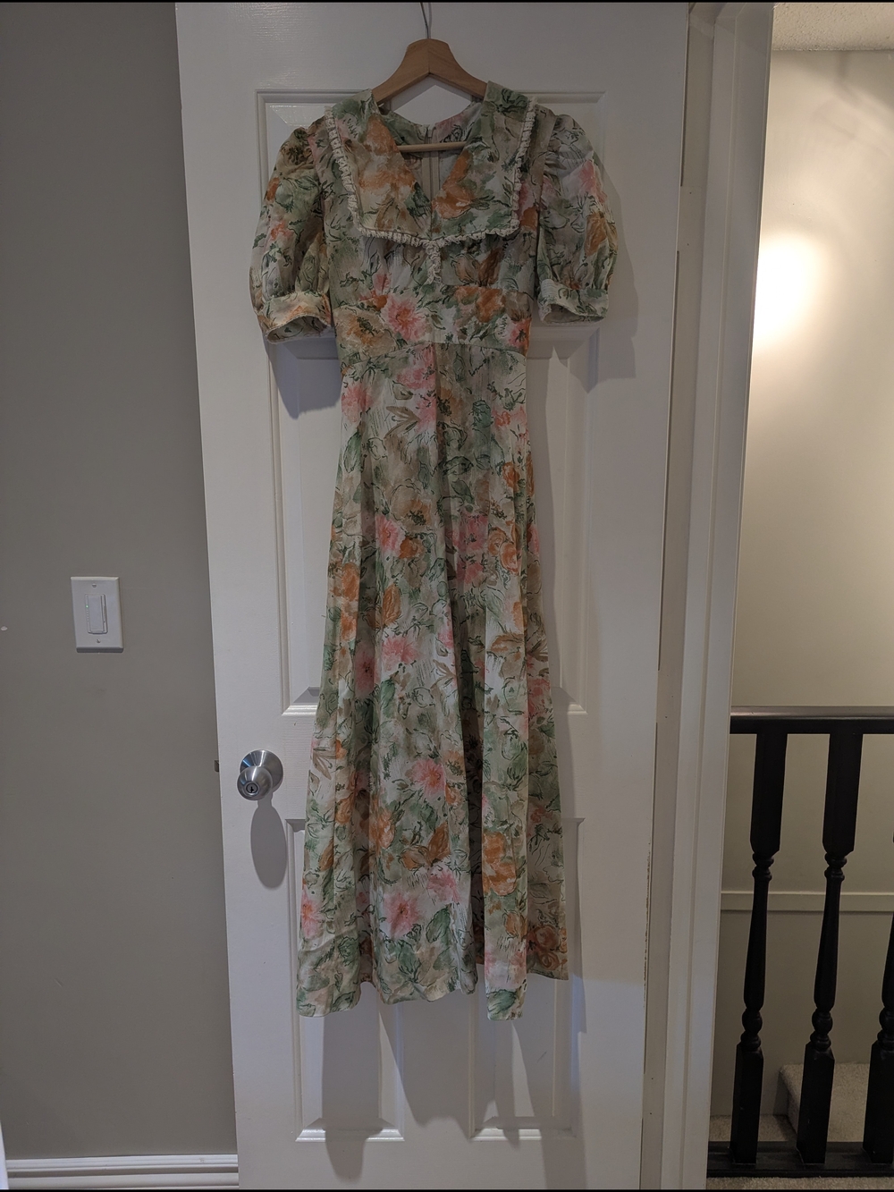 Vintage Handmade Floral Maxi Dress Cottagecore Prairie Coquette